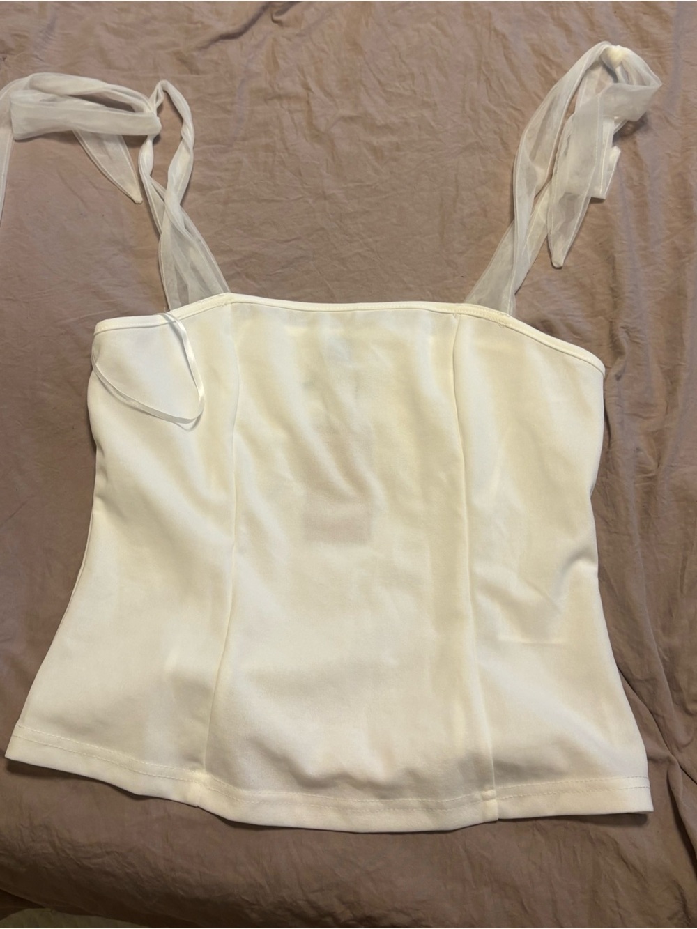 Women's White Tie-Strap Bustier Top